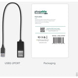 Plugable USB 2.0 2-Port High Speed Ultra Compact Hub Splitter — USB2-2PORT