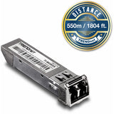 TRENDnet 1000Base- SX Industrial SFP to RJ45 Multi-Mode LC Module; TI-MGBSX; Up to 550m (1;804 Ft); IEE 802.3z; ANSI Fiber Channel; Data Rates up to 1.25Gbps; LC-Type Duplex; Lifetime Protection — TI-MGBSX