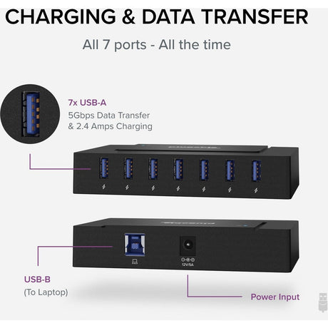 7 Port USB Charging Hub for Laptops with USB-C or USB 3.0 — USBC-HUB7BC