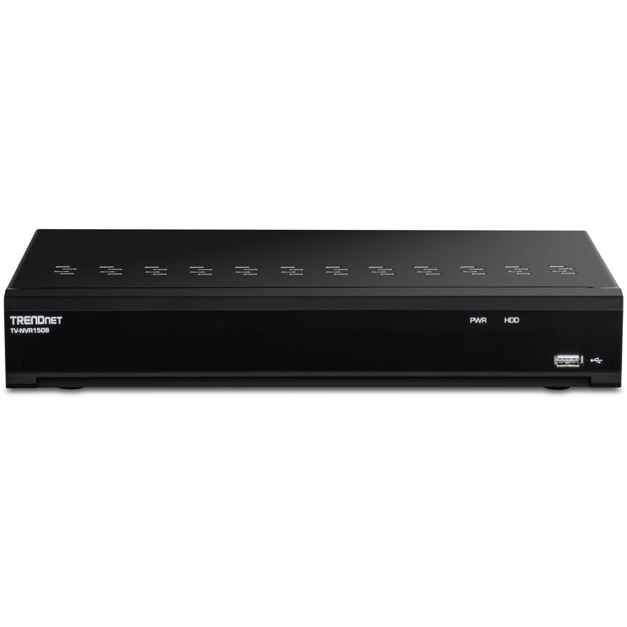 TRENDnet 8-Channel UHD PoE NVR, H.264/H.265 4K (8MP), Up to 12TB Storage (HDD Not Included), Supports one 4K Camera Channel, 8 PoE ports, 80W PoE Power Budget, Rackmount Design, 240fps, TV-NVR1508