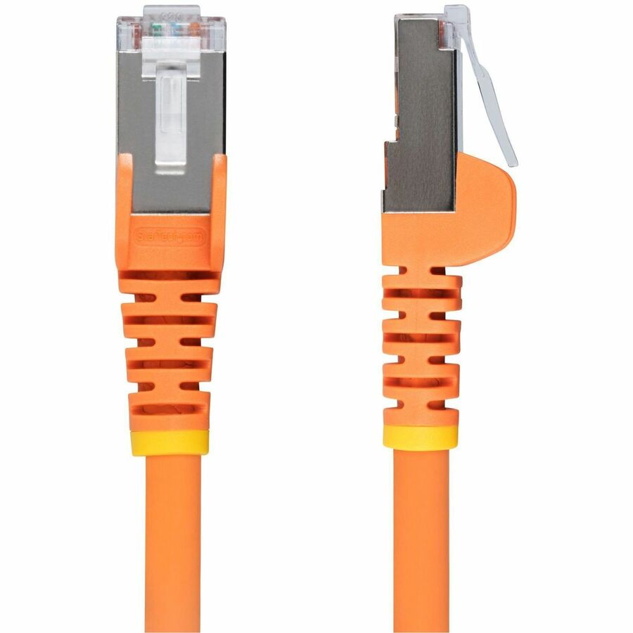 StarTech.com 6in Orange CAT6a Ethernet Cable, Snagless RJ45, 10G, 100W PoE, S/FTP, LSZH, 27AWG Pure Copper, 500MHz, Shielded Network Cord — NLOR-6IN-CAT6A-PATCH