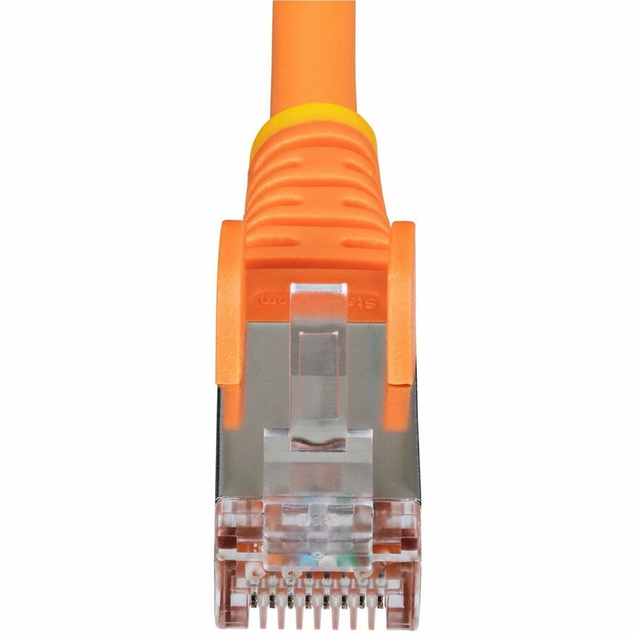StarTech.com 6in Orange CAT6a Ethernet Cable, Snagless RJ45, 10G, 100W PoE, S/FTP, LSZH, 27AWG Pure Copper, 500MHz, Shielded Network Cord — NLOR-6IN-CAT6A-PATCH