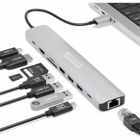Plugable USB C Hub Multiport Adapter (9-in-1) 140W Power Delivery Charging, 4K 60Hz HDMI — USBC-9IN1E