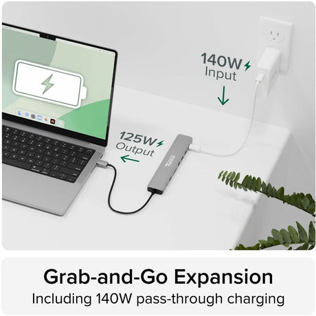 Plugable USB C Hub Multiport Adapter (9-in-1) 140W Power Delivery Charging, 4K 60Hz HDMI — USBC-9IN1E