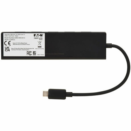 Eaton Tripp Lite Series 6-Port Slim USB Hub, USB 3.2 Gen 2 (10 Gbps) and USB-A 2.0 Hub Ports, USB-C Connector with USB-A Adapter, Black — U460-006-5A1C