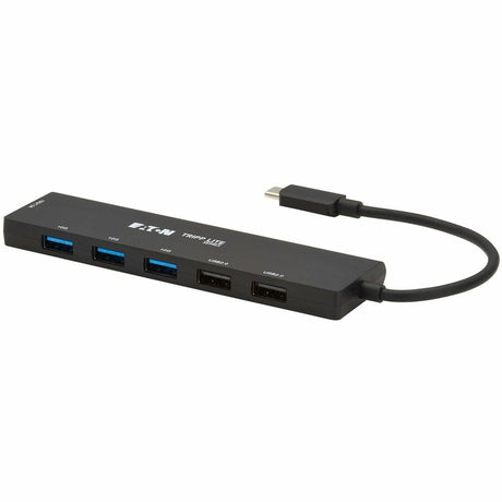 Eaton Tripp Lite Series 6-Port Slim USB Hub, USB 3.2 Gen 2 (10 Gbps) and USB-A 2.0 Hub Ports, USB-C Connector with USB-A Adapter, Black — U460-006-5A1C