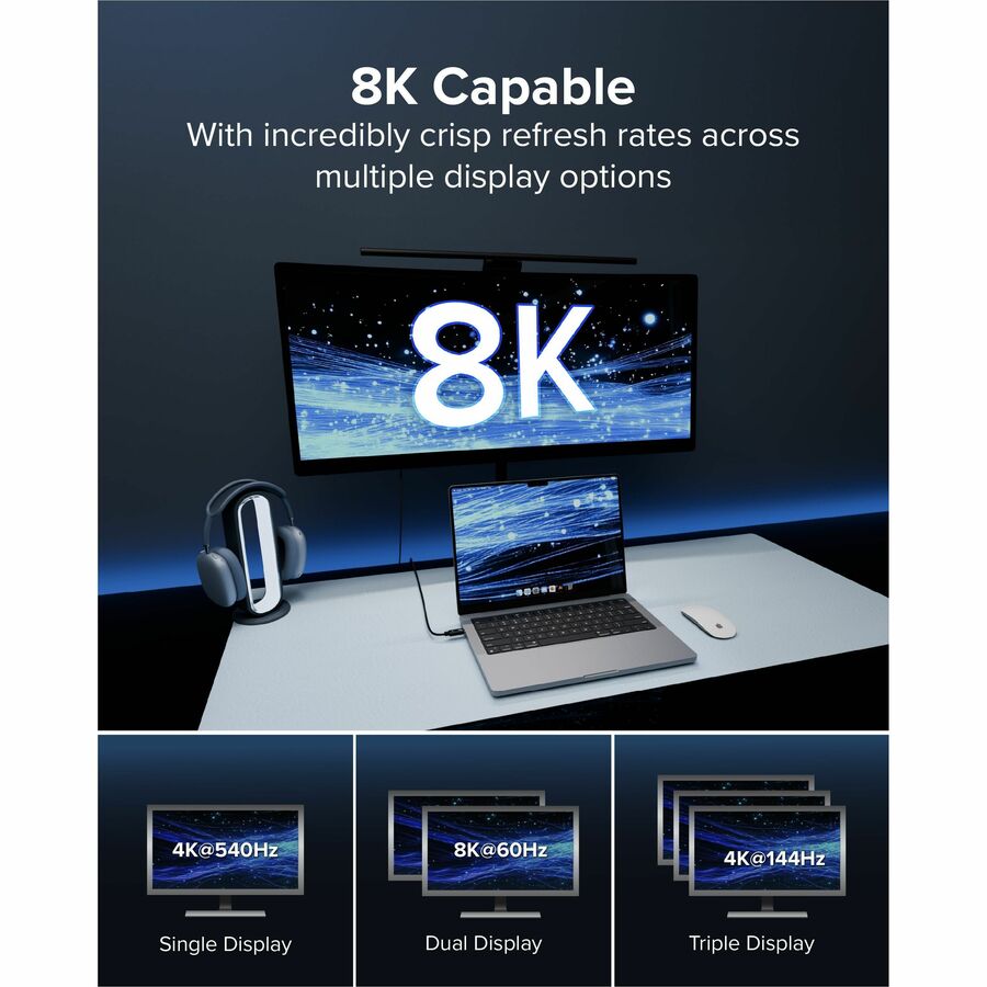 Plugable Thunderbolt 5 Cable with 80Gbps and 240W Charging - Thunderbolt Certified | Up to 120Gbps Bandwidth Boost — TBT5-240W1M