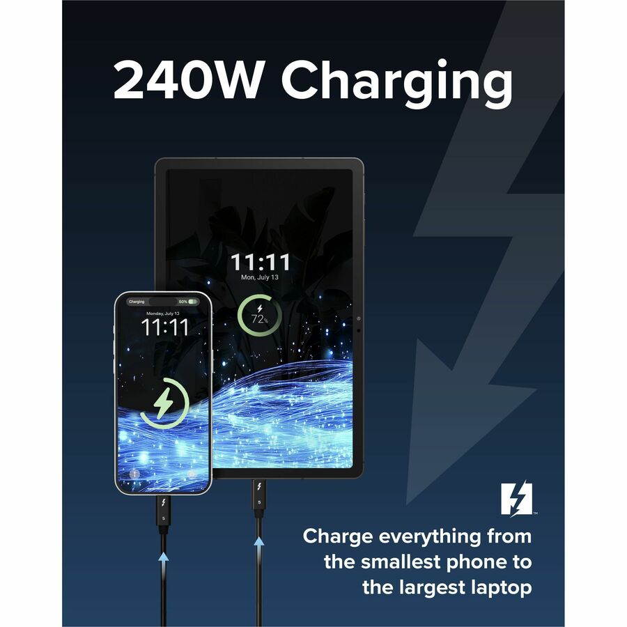 Plugable Thunderbolt 5 Cable with 80Gbps and 240W Charging - Thunderbolt Certified | Up to 120Gbps Bandwidth Boost — TBT5-240W1M