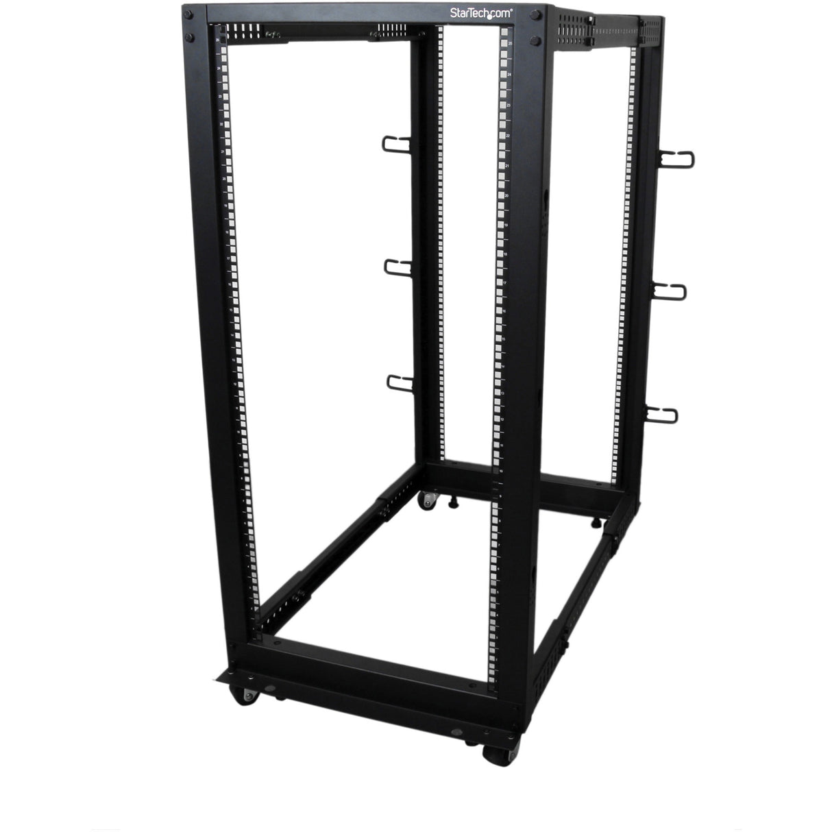 StarTech.com 4-Post 25U Mobile Open Frame Server Rack, 19in Network Rack with Casters, Rolling Rack for Computer/AV/Data/IT Equipment — 4POSTRACK25U