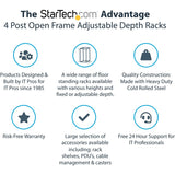 StarTech.com 4-Post 25U Mobile Open Frame Server Rack, 19in Network Rack with Casters, Rolling Rack for Computer/AV/Data/IT Equipment — 4POSTRACK25U