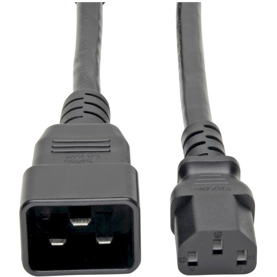 Eaton Tripp Lite Series Splitter Cable, Heavy-Duty, C20 to 2x C13 - 15A, 100-250V, 14 AWG, 2 ft. (0.61 m), Black — P032-002-2C13