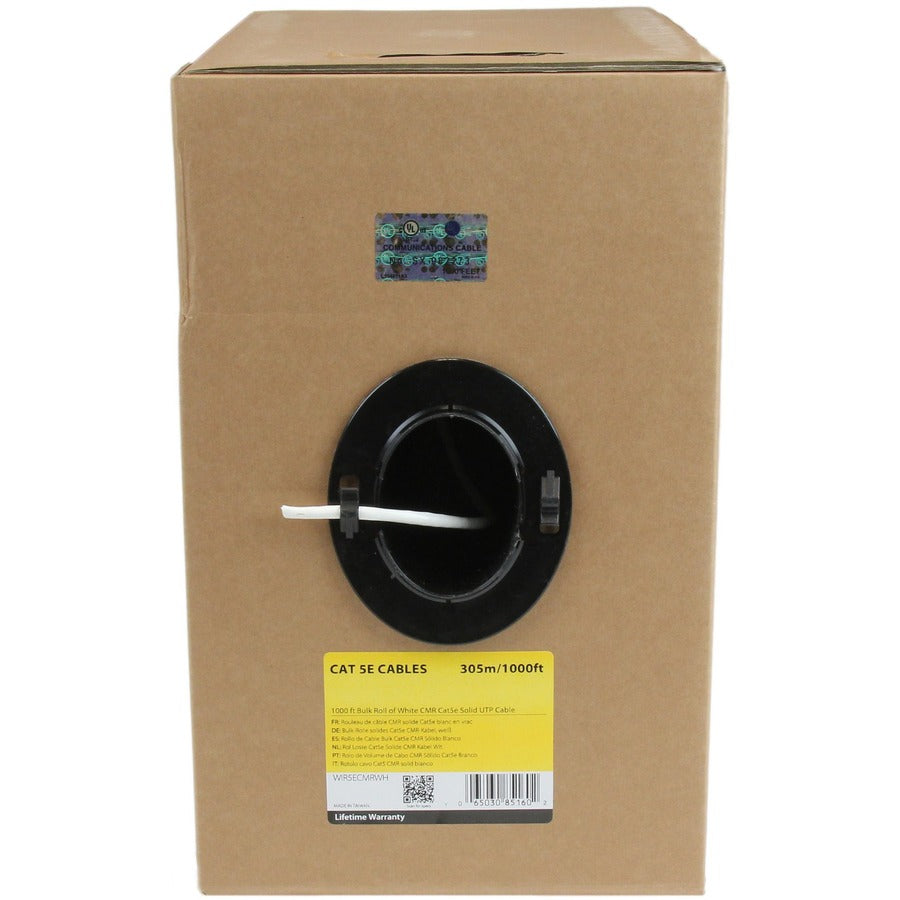 StarTech.com Bulk Cat 5e Ethernet Cable - 1000 ft. (304,8m) - Solid - CMR-Rated - White - TAA Compliant — WIR5ECMRWH