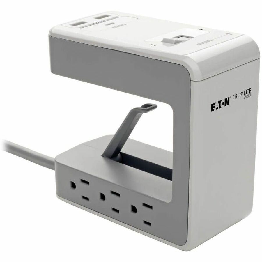 Eaton Tripp Lite Series 6-Outlet Surge Protector w/2 USB-A (4.8A Shared) & 1 USB-C (3A) - 8 ft. (2.43 m) Cord, 1080 Joules, Desk Clamp — TLP648USBC