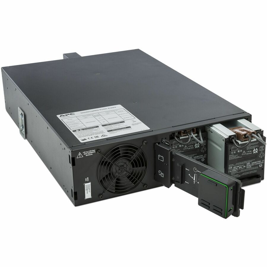 APC Smart-UPS On-Line, 5kVA, Rackmount 3U, 208V, 4x C13+4x C19 IEC outlets, Network Card+SmartSlot, Extended runtime, W/ rail kit — SRT5KRMXLT-IEC