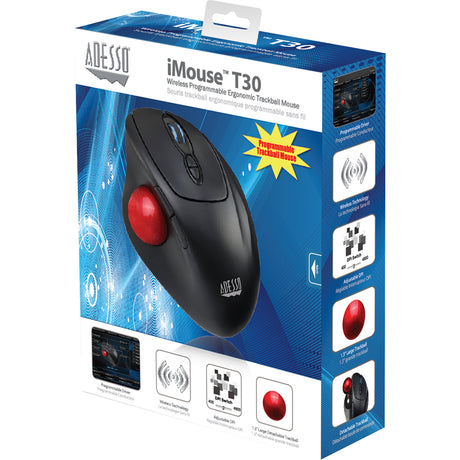 Adesso iMouse T30 Wireless Programmable Ergonomic Trackball Mouse — iMouse T30