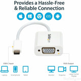StarTech.com USB-C to VGA Adapter - White - Thunderbolt 3 Compatible - USB C Adapter - USB Type C to VGA Dongle Converter — CDP2VGAW