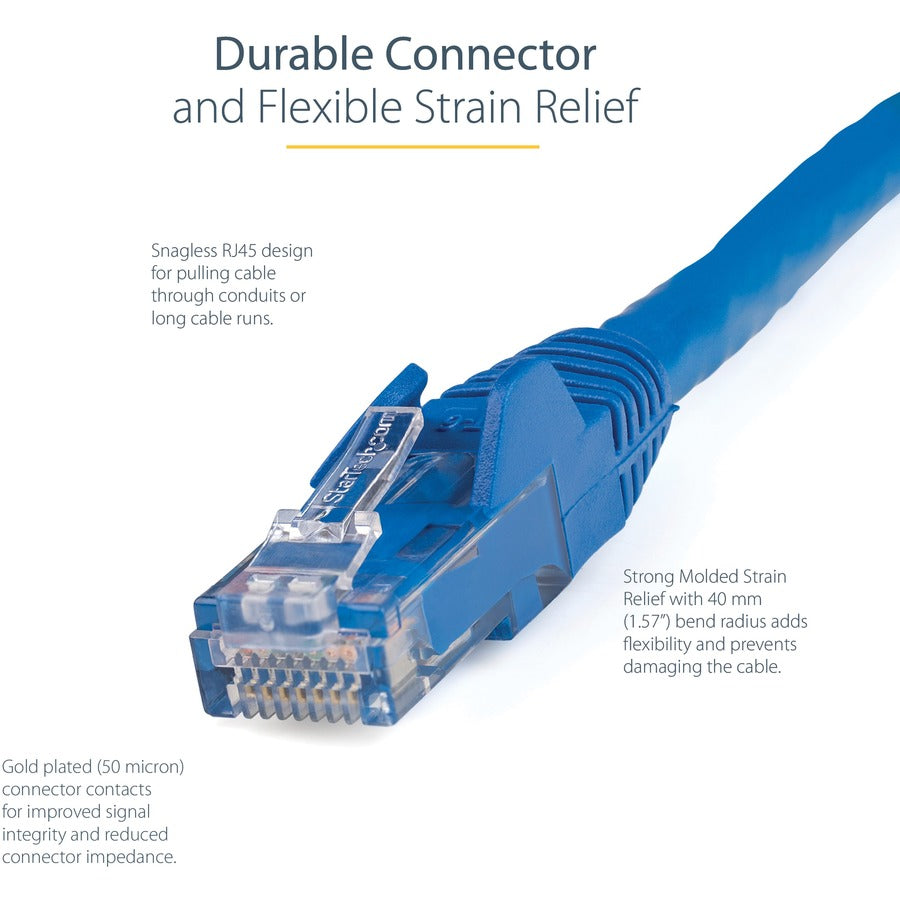 StarTech.com 14ft CAT6 Ethernet Cable - Blue Snagless Gigabit - 100W PoE UTP 650MHz Category 6 Patch Cord UL Certified Wiring/TIA — N6PATCH14BL