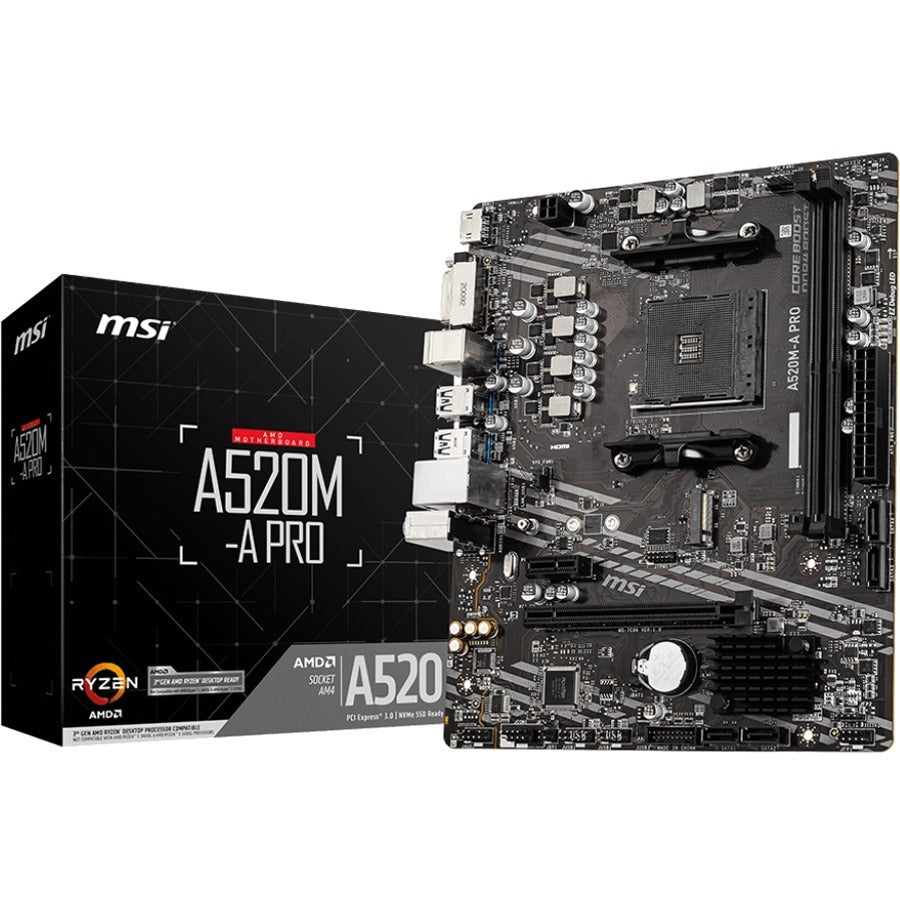 MSI A520M-A PRO Desktop Motherboard - AMD A520 Chipset - Socket AM4 - Micro ATX — A520MAPRO
