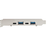 StarTech.com 4-Port USB PCIe Card, 10Gbps USB PCI Express Expansion Card with 2 Controllers, 2x USB-C & 2x USB-A ports (USB 3.2 Gen 2) — PEXUSB312A2C2V