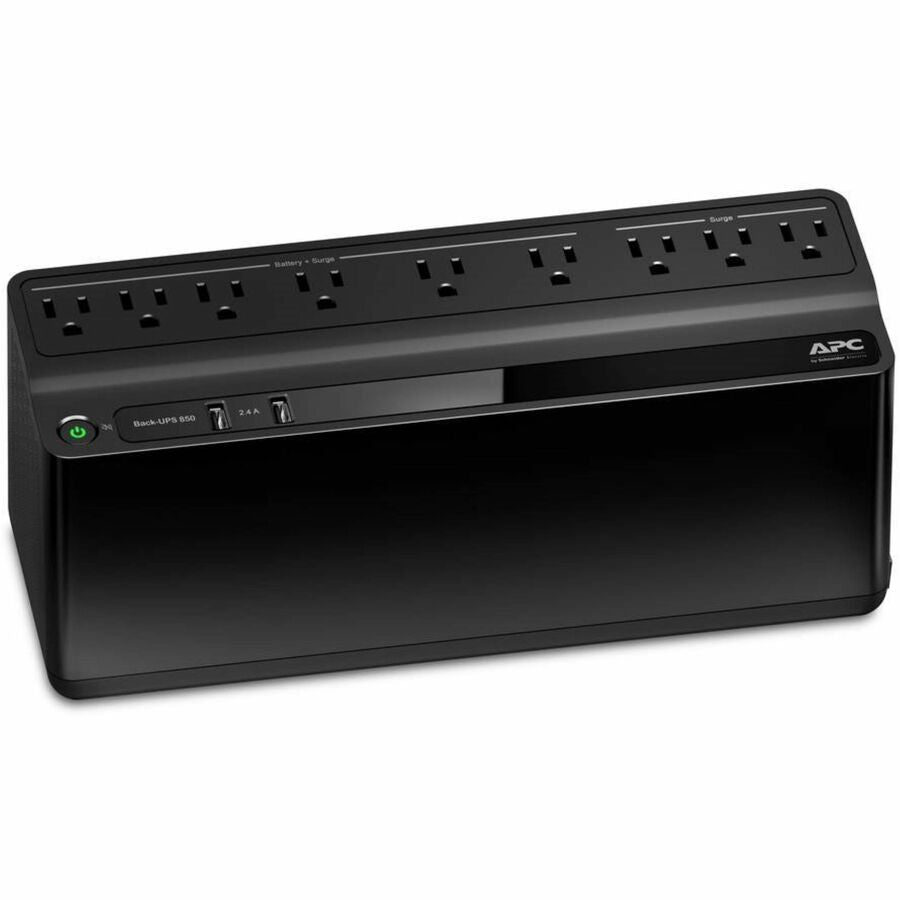 APC Back-UPS 850VA, 120V, 2 USB charging ports, 9 NEMA outlets (3 surge) — BE850G2