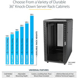 StarTech.com 4-Post 15U Server Rack Cabinet, 19" Data Rack Cabinet for Computer / IT Equipment, Home Network Rack, Half Height Server Rack — RK1536BKF