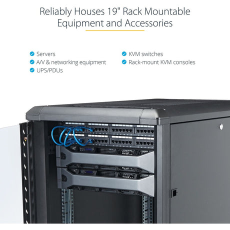 StarTech.com 4-Post 15U Server Rack Cabinet, 19" Data Rack Cabinet for Computer / IT Equipment, Home Network Rack, Half Height Server Rack — RK1536BKF