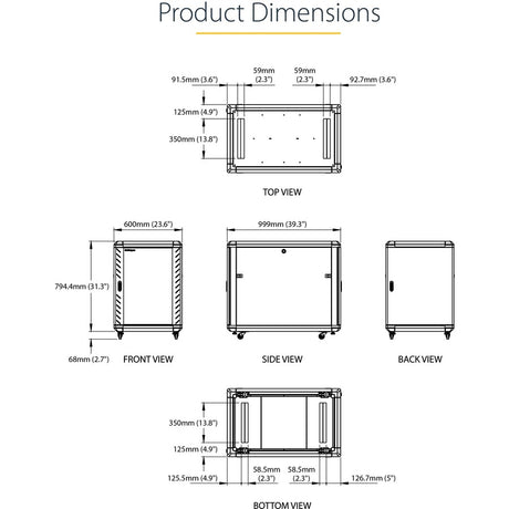 StarTech.com 4-Post 15U Server Rack Cabinet, 19" Data Rack Cabinet for Computer / IT Equipment, Home Network Rack, Half Height Server Rack — RK1536BKF