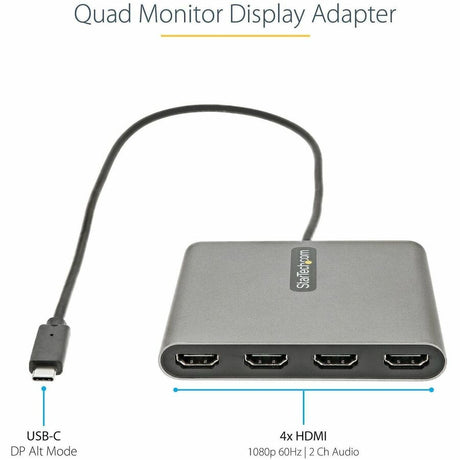StarTech.com USB C to Quad HDMI Adapter, USB-C to 4x HDMI Monitor Converter for Windows (no support for macOS/ChromeOS/Linux) - TAA — USBC2HD4