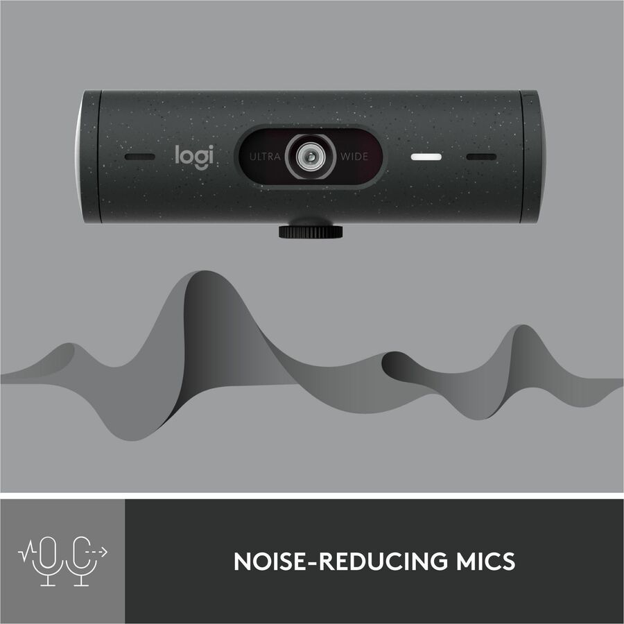 Logitech Brio 500 Full HD webcam, auto framing, noise-reducing mics, privacy shutter, streaming & video calling, Graphite — 960-001493
