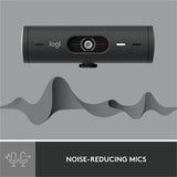 Logitech Brio 500 Full HD webcam, auto framing, noise-reducing mics, privacy shutter, streaming & video calling, Graphite — 960-001493