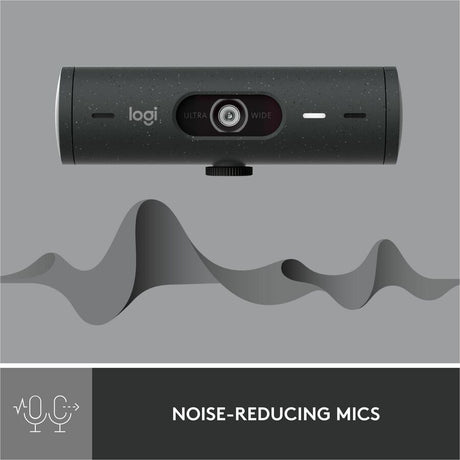 Logitech Brio 500 Full HD webcam, auto framing, noise-reducing mics, privacy shutter, streaming & video calling, Graphite — 960-001493