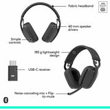 Logitech Zone Vibe Wireless Bluetooth&reg; headphones with USB receiver and noise-canceling mic — 981-001156