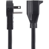 StarTech.com 10ft Power Extension Cord, Rotating Flat Plug Extension Cord, NEMA 5-15P to NEMA 5-15R Cable, 16 AWG, 125V/15A, UL Certified — RTPAC10110