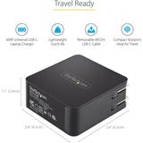 StarTech.com USB C Wall Charger, 60W PD with 6ft/2m Cable, Portable USB Type C Laptop Charger, Universal Adapter, USB IF/ETL Certified — WCH1CBK