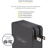 StarTech.com USB C Wall Charger, 60W PD with 6ft/2m Cable, Portable USB Type C Laptop Charger, Universal Adapter, USB IF/ETL Certified — WCH1CBK
