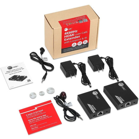 SIIG 4K60Hz HDMI over Cat6 Extender with Loopout & IR - 50m- HDMI Extender- Auto Downscaling — CE-H27K11-S1