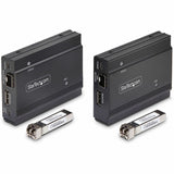 StarTech.com DisplayPort KVM Extender over Fiber Optic, 4K 60 Hz, Console Extender Kit, Up to 984ft/300m (Multi-mode), 2x 10G SFP+ Modules — FD121-KVM-EXTENDER