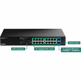 TRENDnet 18-Port Gigabit EdgeSmart PoE+ Switch, TPE TG182ES, 240W PoE Power Budget, 16 x Gigabit PoE+ Ports, 2 x Gigabit SFP Ports, Managed Network Ethernet Switch, Lifetime Protection, Black — TPE-TG182ES