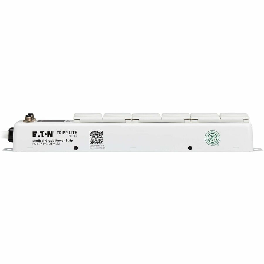 Eaton Tripp Lite Series Safe-IT UL 1363A Medical-Grade Power Strip for Patient Care Vicinities, 6 Hospital-Grade Outlets, Load Monitor, Safety Covers, Antimicrobial, 7 ft. (2.1 m) Cord — PS-607-HG-OEMLM