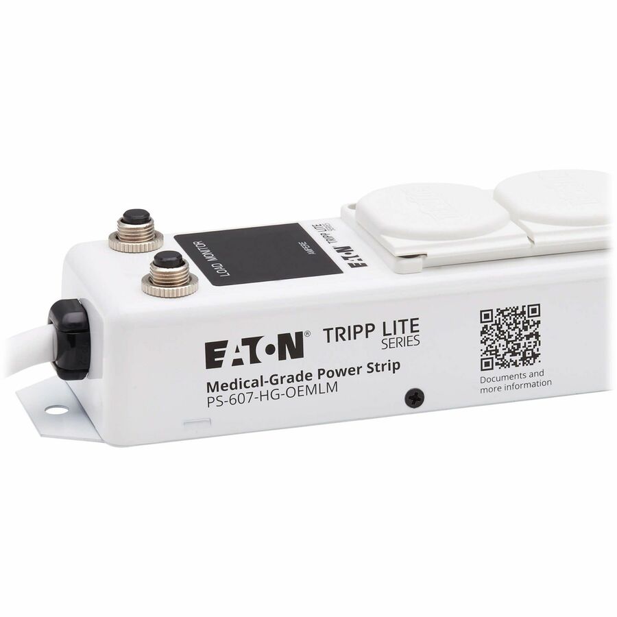 Eaton Tripp Lite Series Safe-IT UL 1363A Medical-Grade Power Strip for Patient Care Vicinities, 6 Hospital-Grade Outlets, Load Monitor, Safety Covers, Antimicrobial, 7 ft. (2.1 m) Cord — PS-607-HG-OEMLM