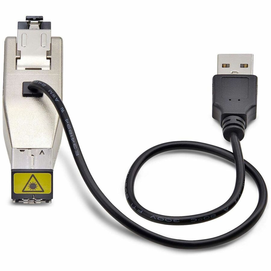 StarTech.com Gigabit Fiber to RJ45 Ethernet Media Converter Dongle, USB Powered, SMF/MMF, Single/Multimode Optical Fiber, Metal Housing — D01ML55U-FIBER-MEDIA