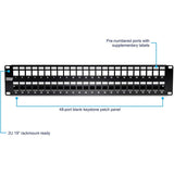 TRENDnet 48-Port Blank Keystone Shielded 2U HD Patch Panel, TC-KP48S, 2U 19" Metal Rackmount Housing, Network Management Panel, Recommended with TC-K06C6A Cat6A Keystone Jacks (sold separately) — TC-KP48S