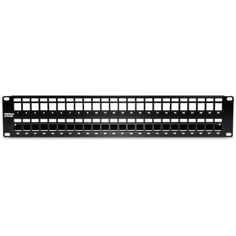 TRENDnet 48-Port Blank Keystone Shielded 2U HD Patch Panel, TC-KP48S, 2U 19" Metal Rackmount Housing, Network Management Panel, Recommended with TC-K06C6A Cat6A Keystone Jacks (sold separately) — TC-KP48S