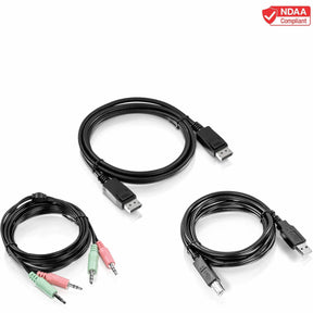 TRENDnet 6 ft. DisplayPort, USB, and Audio KVM Cable Kit,TK-CP06, Compatible w/ TK-240DP & TK-440DP Dual Monitor Displayport KVM Switches, Displayport 1.2, USB Mouse/Keyboard, 3.5mm Audio Connections — TK-CP06
