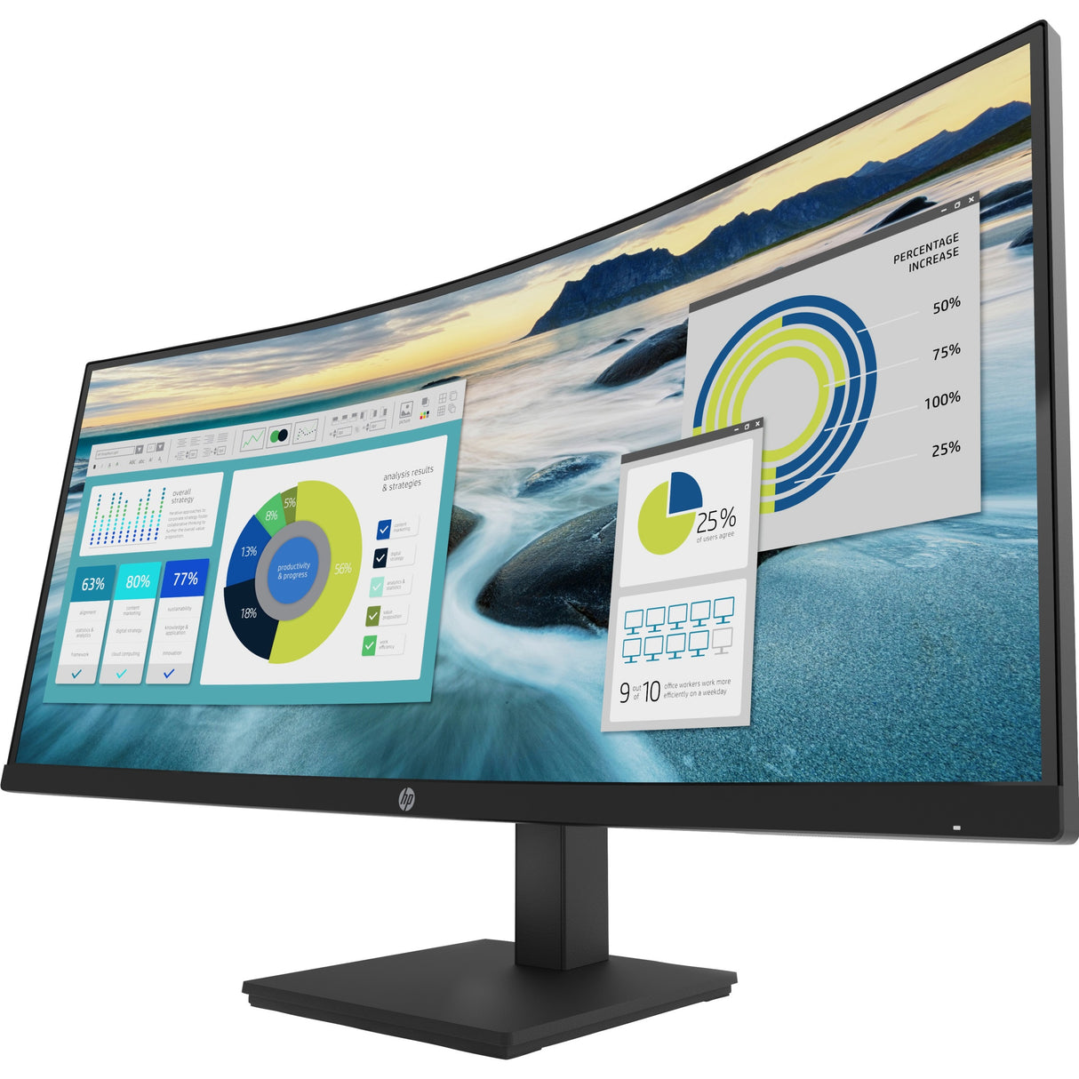 HP P34HC G4 34" Class WQHD Curved Screen LCD Monitor - 21:9 - Black — 21Y56AA#ABA