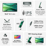 Plugable USB C Portable Monitor 15.6 Inch, 100W Pass-Through Charging for Your Laptop Smartphone Tablet — USBC-PDMON