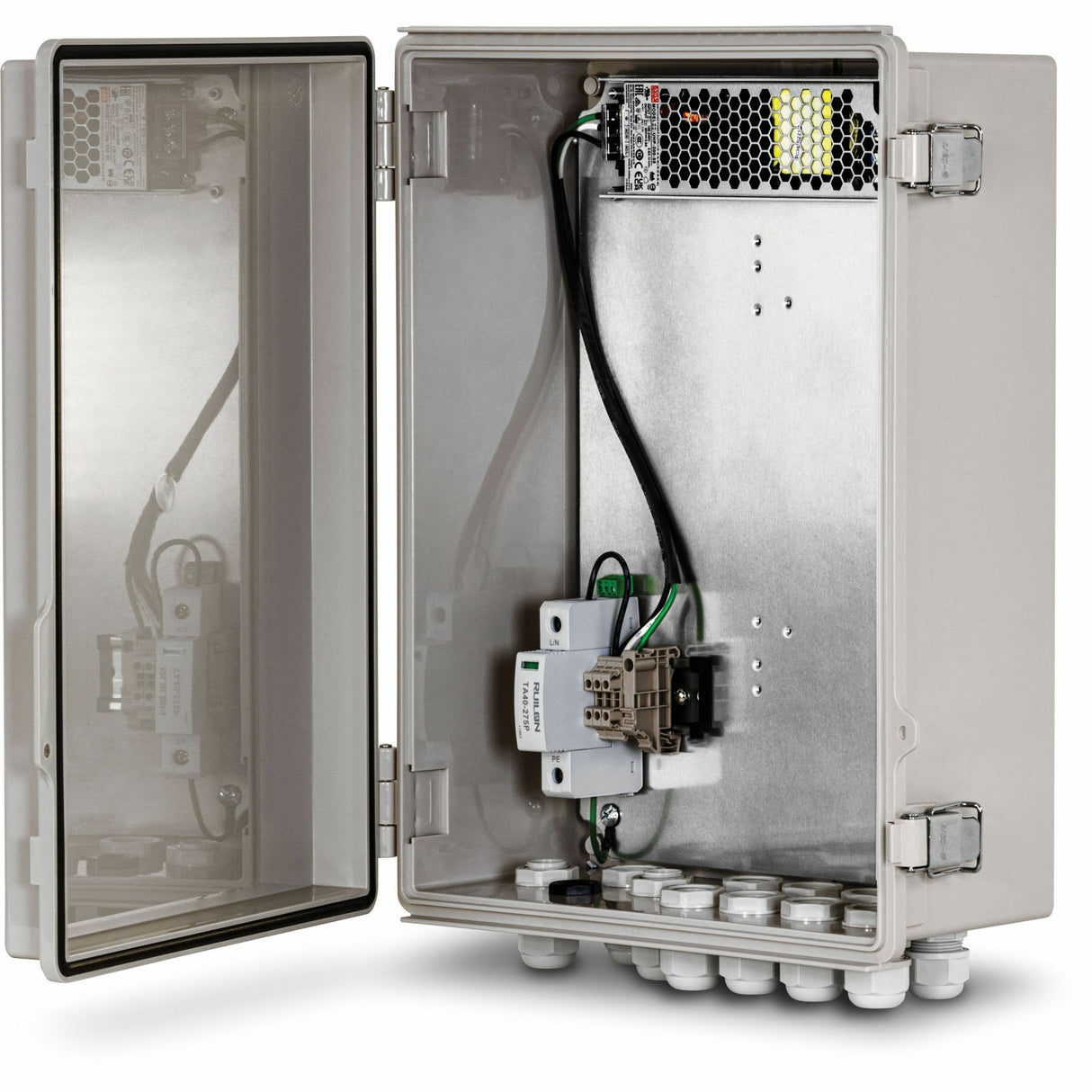 TRENDnet Outdoor IP68 Weatherproof Power Supply Box Enclosure, TI-CA3K, Power Supply and Surge Protector Included, IK10 Impact Protection, Power Supply Supports up to 200W (55V DC, 3.6A), White — TI-CA3K