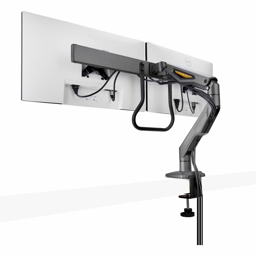StarTech.com Desk Mount Dual Monitor Arm w/Crossbar, Up To 27" Display, VESA 75x75/100x100, Max 33lb/15kg, C-Clamp, Mechanical Spring, TAA — H2M1AS2-MONITOR-ARM