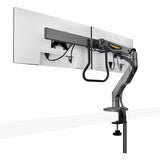 StarTech.com Desk Mount Dual Monitor Arm w/Crossbar, Up To 27" Display, VESA 75x75/100x100, Max 33lb/15kg, C-Clamp, Mechanical Spring, TAA — H2M1AS2-MONITOR-ARM