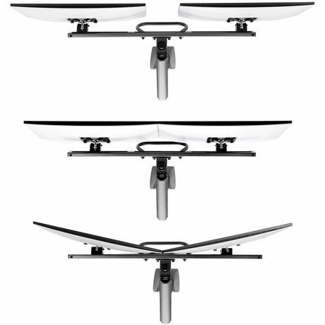 StarTech.com Desk Mount Dual Monitor Arm w/Crossbar, Up To 27" Display, VESA 75x75/100x100, Max 33lb/15kg, C-Clamp, Mechanical Spring, TAA — H2M1AS2-MONITOR-ARM